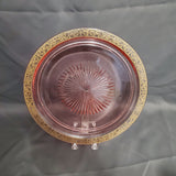 Pink Depression Gold Gild Platter; Depression Glass Platter