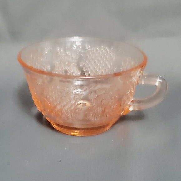 Federal Glass Pink Normandie Tea Cup; Federal Normandie Pattern; Pink Depression Glass Tea Cup