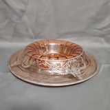 Pink Depression Glass Rolled Edge Console Bowl; Gold Gild Console Bowl