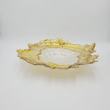 Turkish Oyster Shape Serving Platter; Yellow and White Ceramic Unique Platter