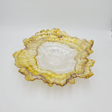 Turkish Oyster Shape Serving Platter; Yellow and White Ceramic Unique Platter