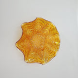 Marigold Carnival Glass Bowl with Stems and Leaves
