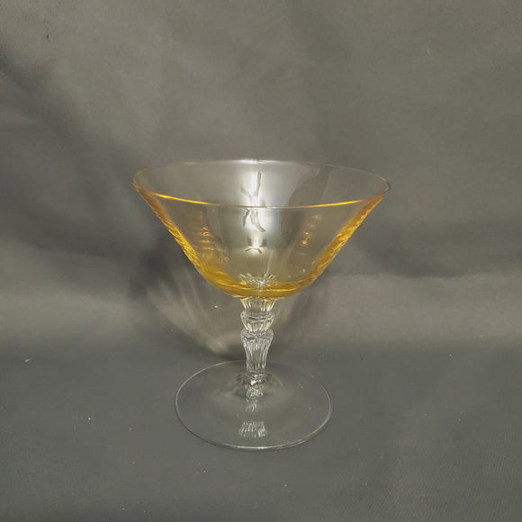 Fostoria Fairfax Yellow Glass Low Sherbet; Yellow Glass Low Wine Glass