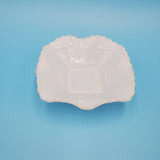 Hazel Atlas Diamond Squares Ruffled Dish; Hazel Atlas Milk Glass Dish