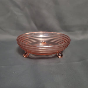 Anchor Hocking Manhattan Pink Depression Glass Footed Bowl; Pink Glass Candy Bowl