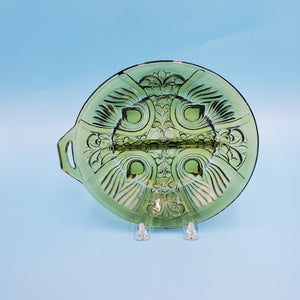 Indiana Glass Killarney Divided Relish Dish; Green Divided Party Dish