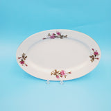 White Floral Platter made in Tangshan China; Ceramic Serving Platter