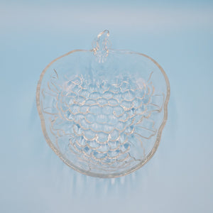 Clear Glass Grape Cluster Bowl; Chip Dent Crack; Embossed Clear Bowl