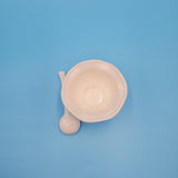 White Ceramic Custard Dish with Spoon; Small White Bowl and Spoon; Grapes and Leaves Pattern