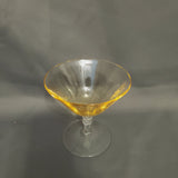 Fostoria Fairfax Yellow Glass Low Sherbet; Yellow Glass Low Wine Glass