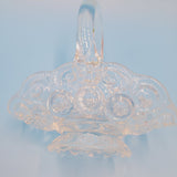 LE Smith Clear Glass Moon and Stars Wedding Basket; Clear Glass Handled Basket