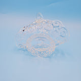 LE Smith Clear Glass Moon and Stars Wedding Basket; Clear Glass Handled Basket