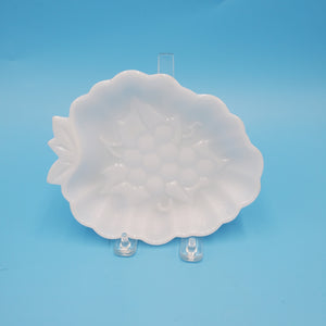 Hazel Atlas Grape Milk Glass Dish; White Glass Candy Dish