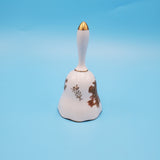 White Ceramic Gold Gild Flower Hand Bell