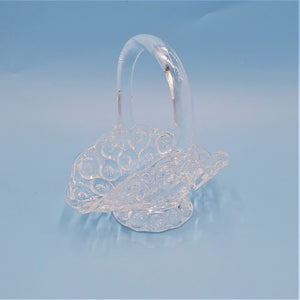 LE Smith Clear Glass Moon and Stars Wedding Basket; Clear Glass Handled Basket