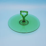 Green Glass Handled Serving Tray