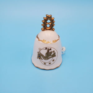 Chubu China Hand Painted Dove Ceramic Bell; Collectible Hand Bell