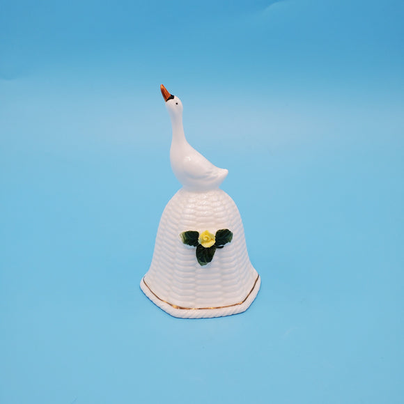 Goose and Wicker Basket Ceramic Hand Bell