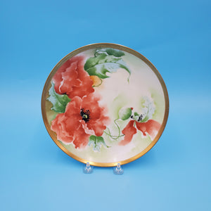 Hand painted B Moem Limoges Floral Plate; Mavaleix, Mandavy & Balleroy Antique Plate; Old Abbey Limoges Plate