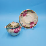 Antique Floral Creamer with Saucer; Thomas Ens Porcelain Creamer