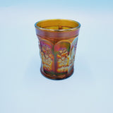 Northwood Singing Birds Green Iridized Carnival Glass Mug