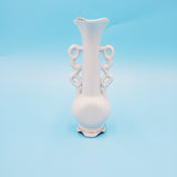 White Floral Japanese Bud Handled Vase - Ceramic Vase Made in Japan