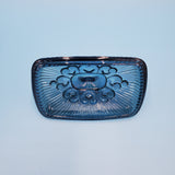 Indiana Glass Blue Carnival Glass Laced Edge Covered Candy Dish