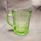 Hazel Atlas Colonial Block Uranium Glass Creamer and Sugar