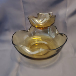 Anchor Hocking Amber Glass Chip and Dip Bowl Set