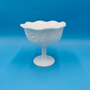 Kemple McKee Hobstar and Pinwheel Milk Glass Compote