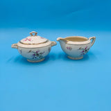 Ceramic Floral Creamer and Sugar Dish Set by H and C Schlaggenwald