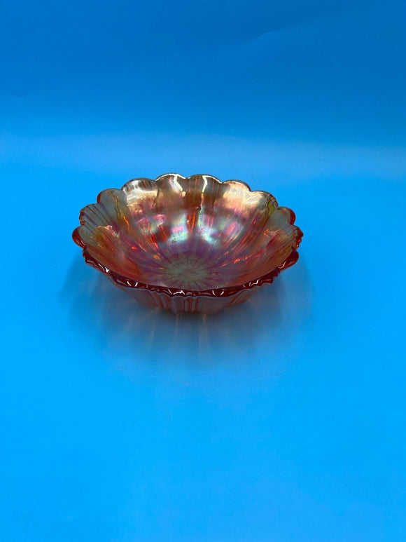 Marigold Carnival Glass Ribbed Bowl