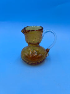 Amber Crackle Glass Small Pitcher - Syrup Pitcher