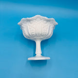 McKee Quintec Prescut Milk Glass Compote; McKee Milk Glass Candy Dish