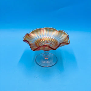 Marigold Carnival Glass Pedestal Compote