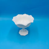 McKee Quintec Prescut Milk Glass Compote; McKee Milk Glass Candy Dish