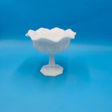 McKee Quintec Prescut Milk Glass Compote; McKee Milk Glass Candy Dish