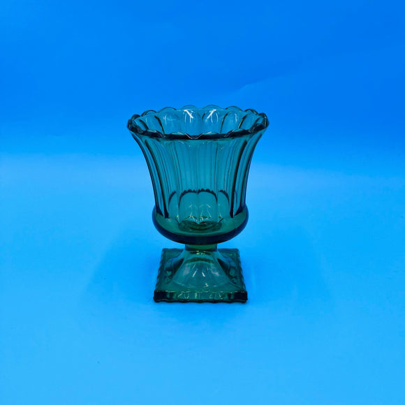 Emerald Green Footed Glass Vase