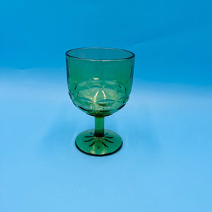 Green Glass Water Goblet