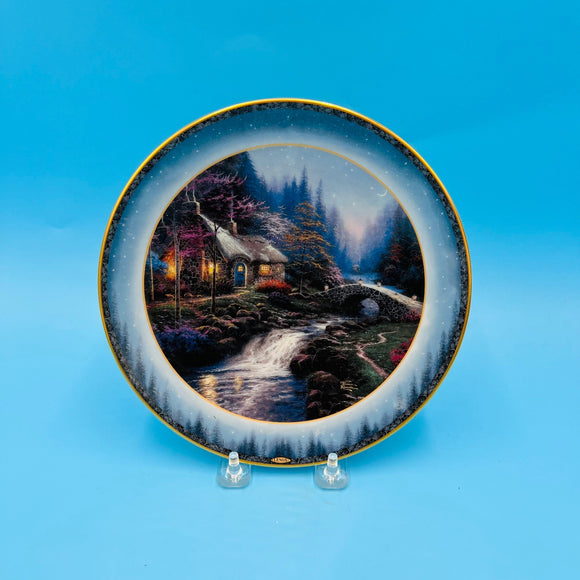 Thomas Kincaid's Peaceful Retreats Twilight Cottage Decorative Plate by The Bradford Exchange and Lenox China