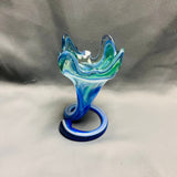 Murano Style Sooner Cobalt Swirl  Art Glass Vase