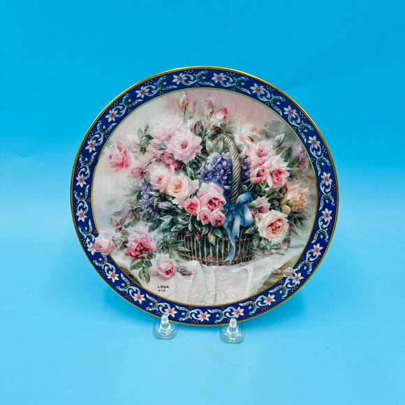 Lena Liu's Basket Bouquets Roses Collectible Floral Plate by W S George