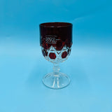 Red Block Ruby Red Wine Glass Goblet by US Glass - EAPG Red Flash Goblet