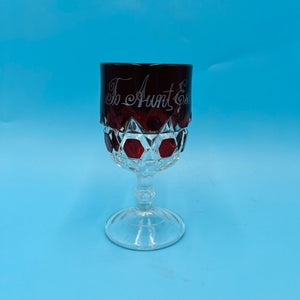 Red Block Ruby Red Wine Glass Goblet by US Glass - EAPG Red Flash Goblet