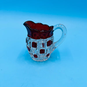 Red Block Ruby Red Creamer by US Glass - EAPG Red Flash Creamer