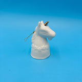 White unicorn bell, ceramic unicorn bell, collectible bell