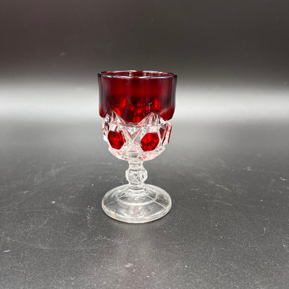 EAPG Red Flash Block Pattern Wine Glass