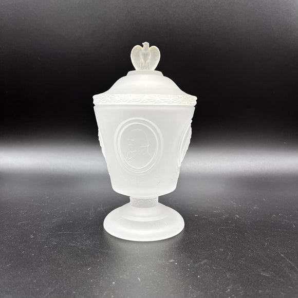 Fenton Frosted Glass Bicentennial Candy Jar