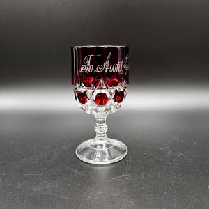 EAPG Red Flashed  Wine Glass - Aunt Essie 1892