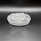 Vintage Studio Nova Iris Delight Covered Candy Dish, Clear Glass Lidded Trinket Dish